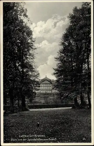 Ak Bad Arolsen in Hessen, Schloss, Blick von der Spendelallee