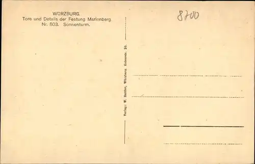 Ak Würzburg am Main Unterfranken, Festung Marienberg, Sonnenturm