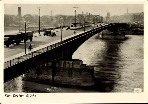 Ak Deutz Köln am Rhein, Deutzer Brücke, Straßenbahn
