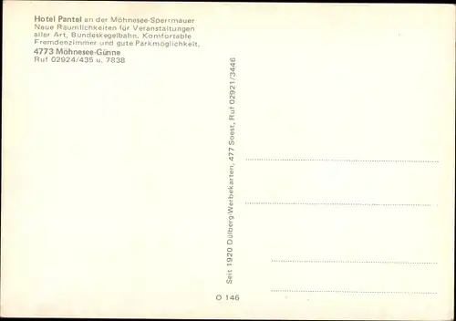 Ak Günne Möhnesee in Westfalen, Möhnetalsperre, Sperrmauer, Hotel Pantel