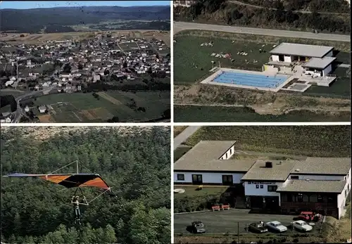 Ak Dodenau Battenberg an der Eder Hessen, Schwimmbad, Gleitschirmflieger, Berghotel Waidmannsheil