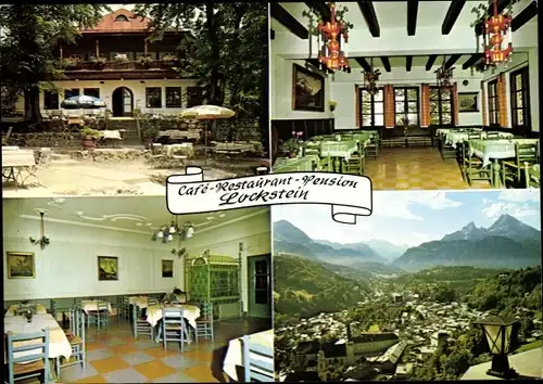 Ak Berchtesgaden in Oberbayern, Cafe Restaurant Pension Lockstein, Panorama