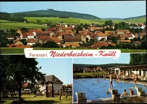 Ak Niederbeisheim Knüllwald in Hessen, Totalansicht, Spielplatz, Schwimmbad