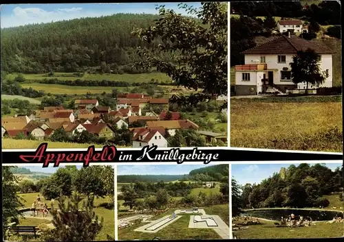 Ak Appenfeld Knüllwald in Hessen, Knüllgebirge, Panorama, Minigolfanlage, Schwimmbad