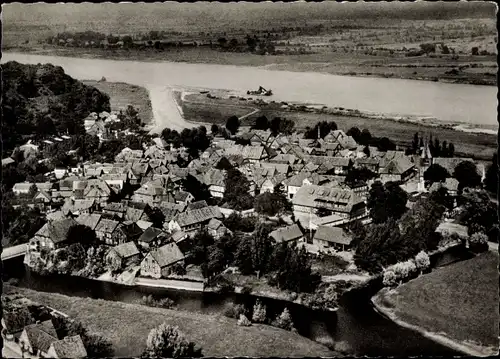 Ak Hitzacker, Altstadt und die Elbe, Luftaufnahme