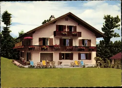 Ak Bad Kohlgrub in Oberbayern, Meister`s Hütte, Außenansicht mit Terrasse