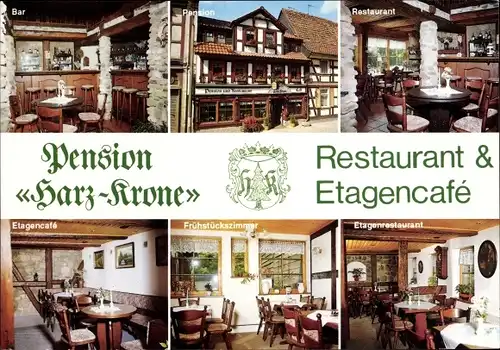 Ak Wernigerode am Harz, Pension Restaurant Harz-Krone, Nöschenröderstraße 42-46