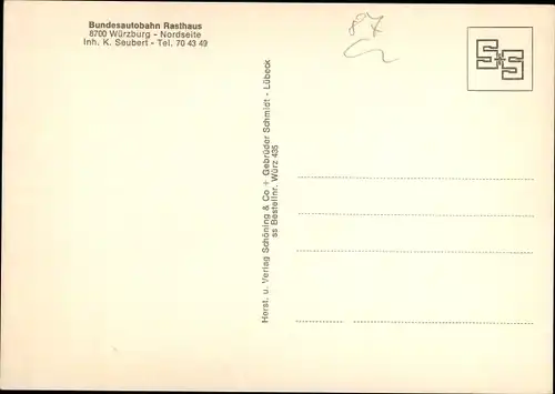 Ak Würzburg Unterfranken, Bundesautobahn, Rasthaus Würzburg Nordseite