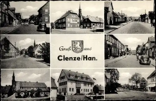 Ak Clenze in Niedersachsen, Wappen, Ortsansichten, Straßenpartie