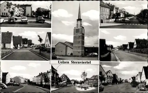 Ak Uelzen in Niedersachsen, Sternviertel, Kirche, Straßenpartien