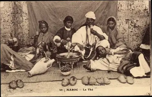 Ak Marokko, Le The, Marokkaner trinken Tee, Maghreb