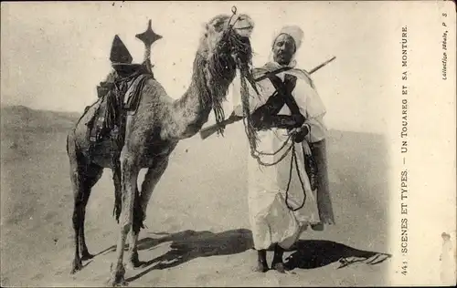 Ak Scenes et Types, Un Touareg et sa Monture, Kamel, Maghreb