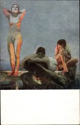 Künstler Ak Klinger, Max, Blaue Stunde, Frauenakt