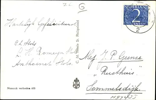 Ak Sint Philipsland Zeeland, Gezicht op Hervormde Kerk, Häuser mit Gärten