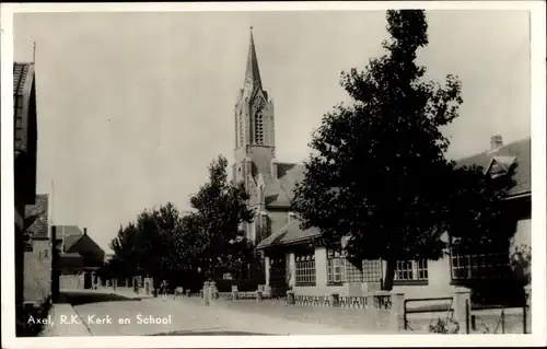 Ak Axel Zeeland Niederlande, Rooms Katholieke Kerk en School