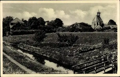 Ak Hoedekenskerke Zeeland, Nederlandse Hervormde Kerk en Pastorie