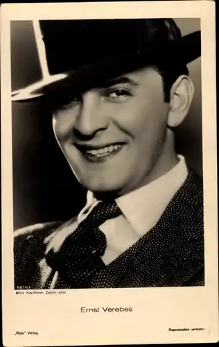 Ak Schauspieler Ernst Verebes, Portrait mit Hut