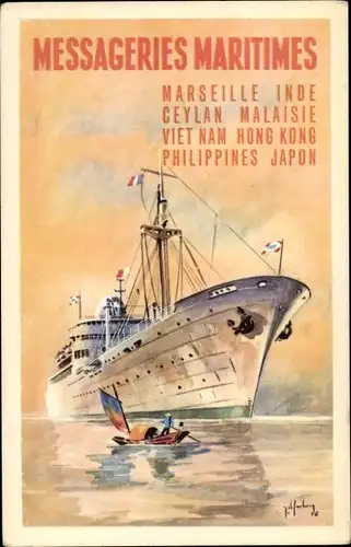 Künstler Ak Dampfer, Messageries Maritimes, MM
