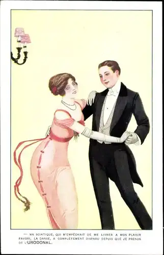 Ak Tanzendes Paar, Urodonal, Reklame