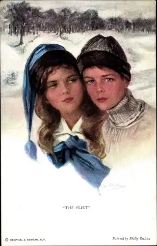 Künstler Ak Boileau, Philip, The Flirt, Junge und Mädchen