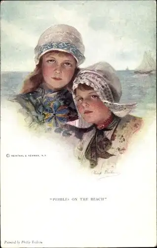 Künstler Ak Boileau, Philip, Pebbles on the Beach, zwei Mädchen