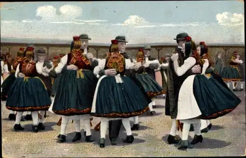 Ak Hessische Trachten, Schwälmer Tanz