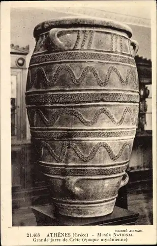 Ak Athen Griechenland, Musée National, Grande jarre de Crete