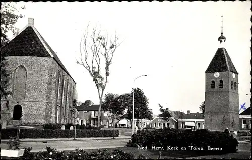 Ak Beerta Groningen Niederlande, Ned. Herv. Kerk en Toren