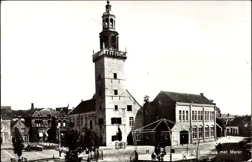 Ak Hulst Zeeland Niederlande, Stadhuis met Markt