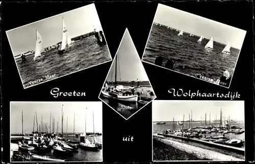 Ak Wolphaartsdijk Zeeland, Veerse Meer, Haven, Segelpartie