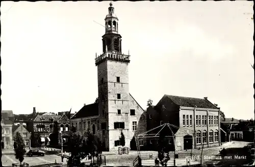 Ak Hulst Zeeland Niederlande, Stadhuis met Markt