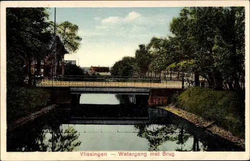 Ak Vlissingen Zeeland Niederlande, Watergang met Brug