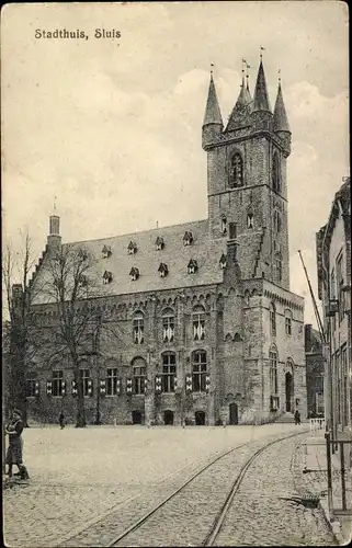 Ak Sluis Zeeland Niederlande, Stadhuis