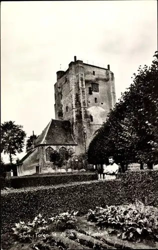 Ak Sluis Zeeland Niederlande, Toren St. Anna ter Muiden