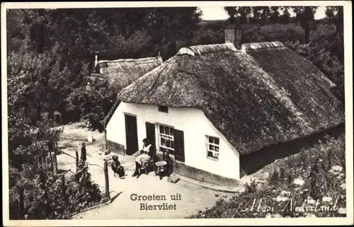 Ak Biervliet Zeeland Niederlande, Reetdachhaus