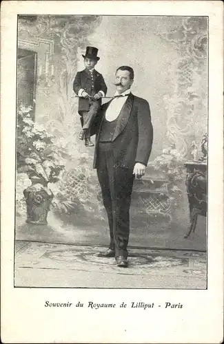Ak Paris, Souvenir du Royaume de Liliput, Liliputaner