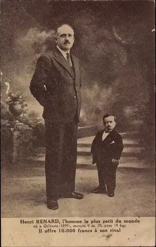 Ak Henri Renard, l'homme le plus petit du monde, 70cm, 14kg