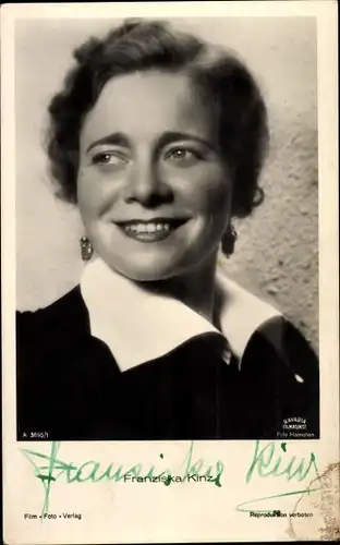 Ak Schauspielerin Franziska Kinz, Portrait, Bavaria Film A 3695/1, Autogramm