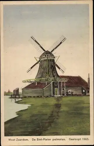 Ak Zaandam Zaanstad Nordholland, De Sint Pieter pelmolen