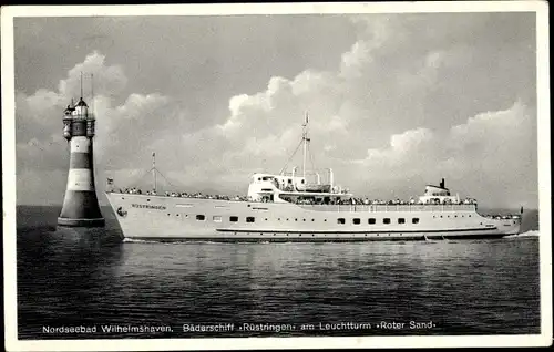 Ak Wilhelmshaven in Niedersachsen, Bäderschiff Rüstringen, Leuchtturm Roter Sand