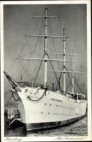 Ak Hamburg, Hein Godenwind, Dreimastbark im Hafen, Jugendherberge