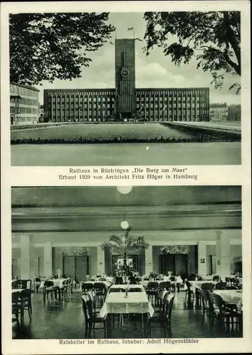 Ak Rüstringen Wilhelmshaven in Niedersachsen, Rathaus, Die Burg am Meer, Ratskeller