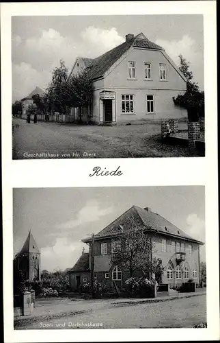 Ak Riede in Niedersachsen, Geschäftshaus Herr Diers, Sparkasse, Darlehenskasse
