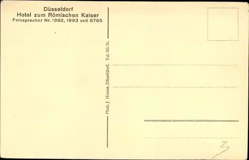 Ak Düsseldorf am Rhein, Hotel zum Römischen Kaiser, Halle