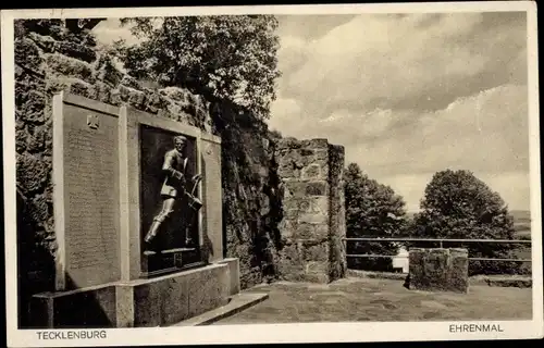 Ak Tecklenburg, Blick auf ein Ehrenmal mit Umgebung