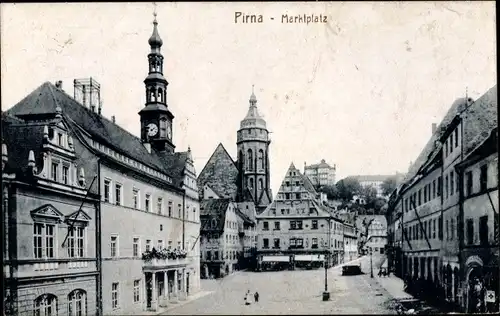 Ak Pirna an der Elbe, Marktplatz