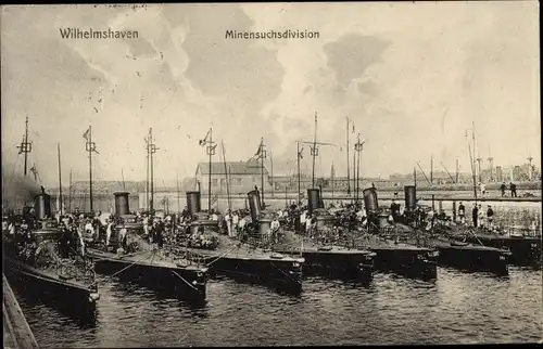 Ak Wilhelmshaven an der Nordsee, Deutsche Kriegsschiffe, SMS Minensuchsdivision