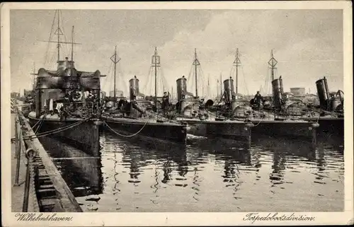 Ak Wilhelmshaven an der Nordsee, Deutsche Kriegsschiffe, Torpedobootsdivision
