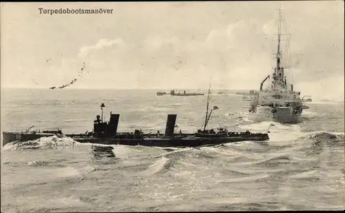Ak Deutsches Kriegsschiff, Torpedobootsmanöver, Kaiserliche Marine, S 98