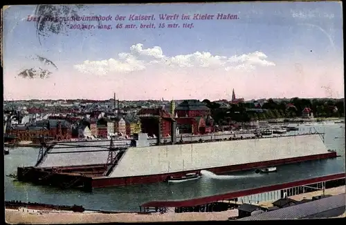 Ak Kiel in Schleswig Holstein, Riesenschwimmdock der Kaiserlichen Werft im Hafen